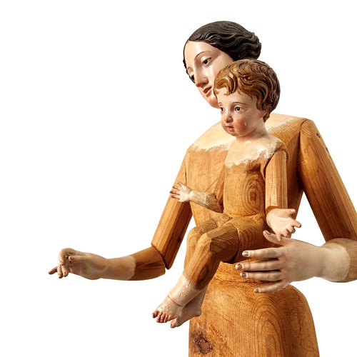 Exceptional Spanish Santo Madonna And Child, 1800'S