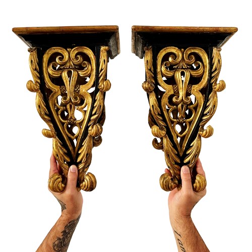 A Pair Of Opulent Italian Wall Stands, 1700'S