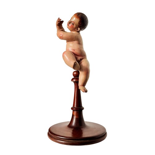Spanish Child Santo On A Stand, 1800'S