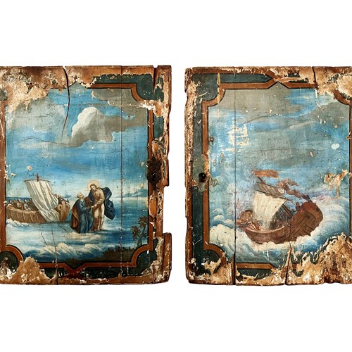 Remarkable Pair Of French Paintings On Wood Panels, 1600'S