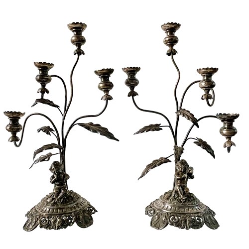 Stunning Pair Of Spanish Candelabras, Silver, 1770'S