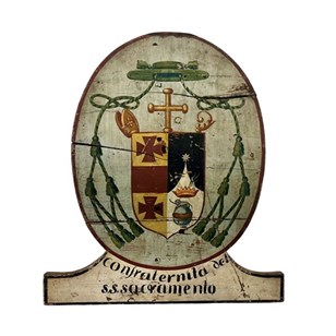 Italian Painted Wood Panel With Gre...