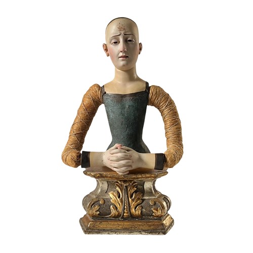 Marvellous And Extremely Rare Talian Santo, Carved Wood, 1700'S