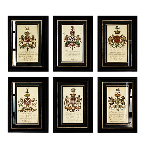 Spectacular Set Of Six Framed British Coloured Engravings From 1765