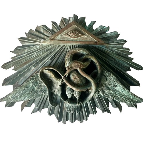 Exquisite Antique French Bronze, The Eye Of God, Eagle And Serpent, 1800'S