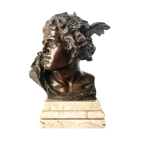 Exquisite Italian Sculpture Of Mercury, Signed Bronze, 1800'S