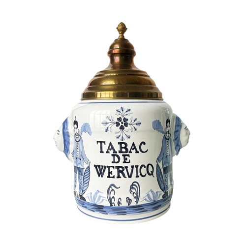 Remarkable And Large Antique Pharmaceutical Jar With Lid, Belgium, 1800'S