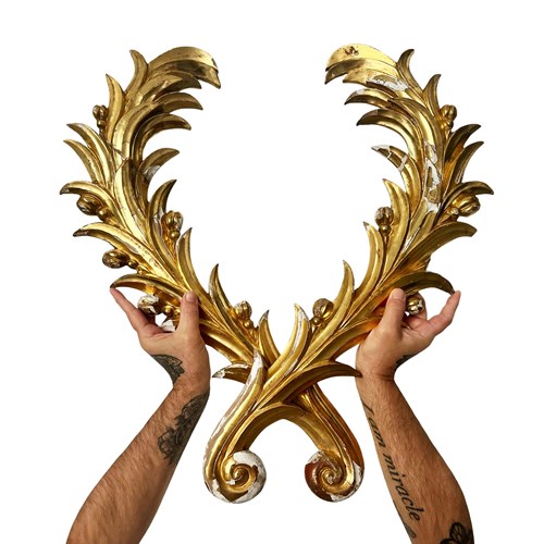 Pair Of Amazing French Wood Carvings With A Timeworn Distressed Patina, 1800'S