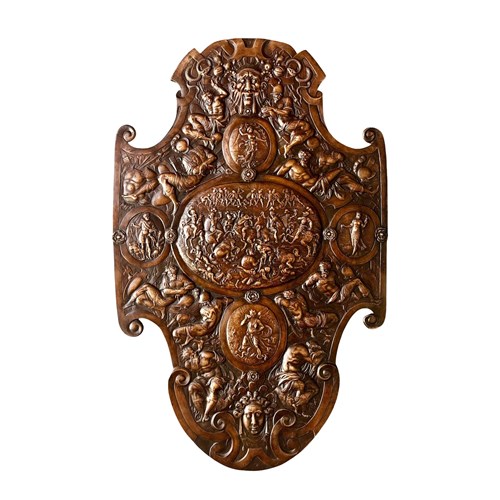 Mpressive French Chateau Plaque, Decorative Panel, Metal, 1800'S