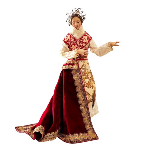 Breathtaking Spanish Santo In Opulent Robes And Silver Crown, 1800'S