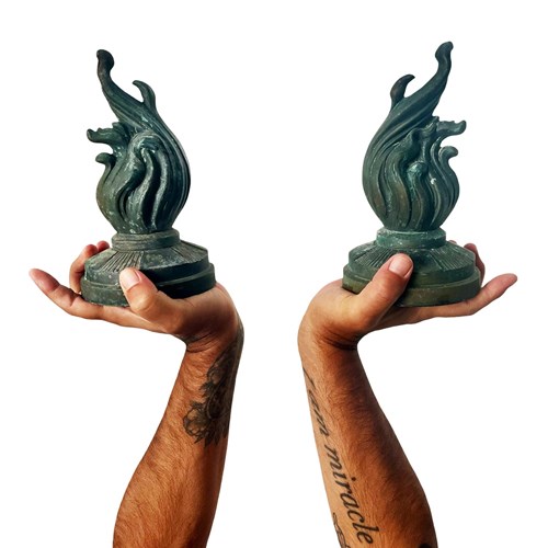 Pair Of Stunning French Flames, Cast Bronze, 1800'S