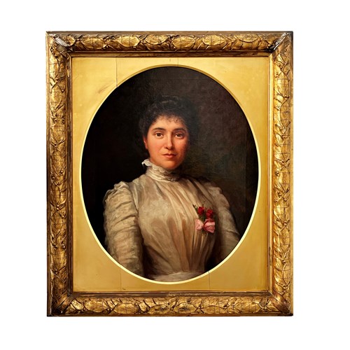 Exquisite Portrait Painting, Framed Oil On Canvas, 1800'S