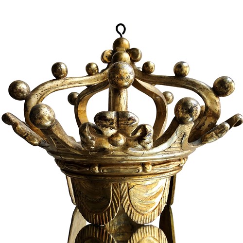 Glorious Antique Italian Crown, Gilded Wood, 1700'S