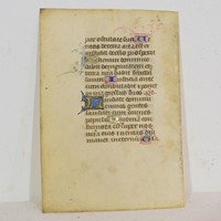 Small 15th Century Illuminated Vellum Book Page