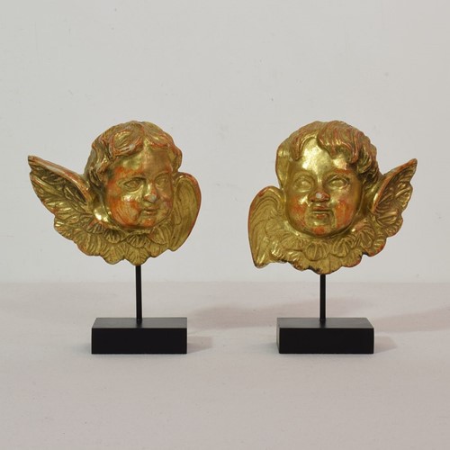 Pair 18Th Century  Baroque Winged Angel Heads
