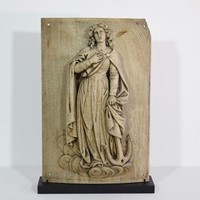 18th 19th Century French Carved  Panel of a Saint