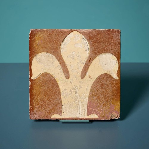 Antique Chamberlain & Co Fleur De Lys Encaustic Tile