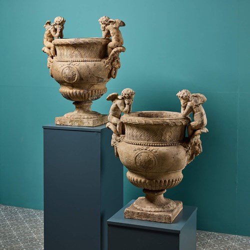 Pair Of 19Th Century French Terracotta Urns After Claude Ballin