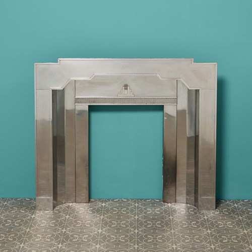 Unusual Original Art Deco Stainless Steel Fireplace