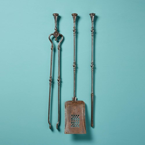 Set Of Early 19Th Century Polished Steel Fire Tools