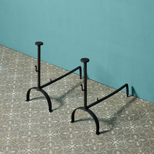 Pair Of Antique Wrought Iron Fire Dogs