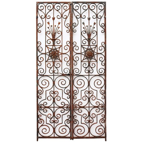 Set Of Tall & Ornate Victorian Wrought Iron Garden Gates