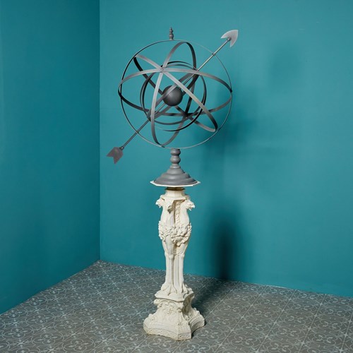 Large Armillary Sundial With Cast Iron Pedestal