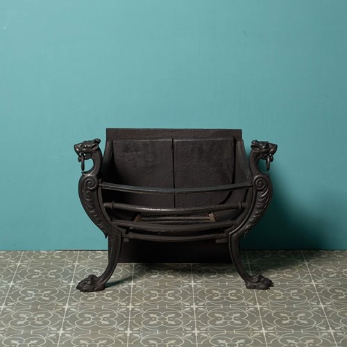 19Th Century Cast Iron And Bronze Fire Grate