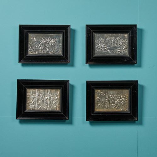 Set Of 7 Silver Plate Framed Raphael Cartoons
