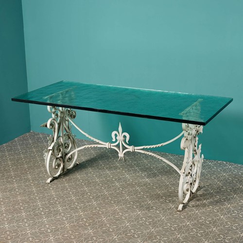 Reclaimed Wrought Iron & Glass Garden Table