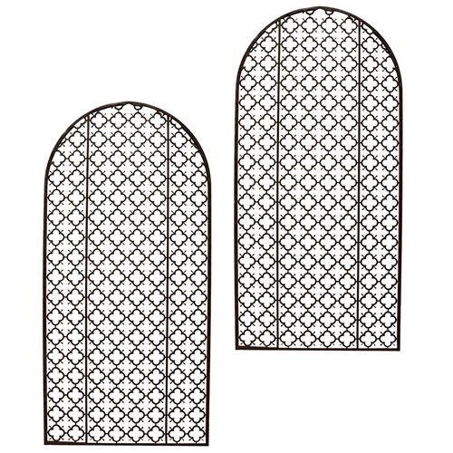 Pair Of Large Arched Reclaimed Steel Garden Trellis Panels