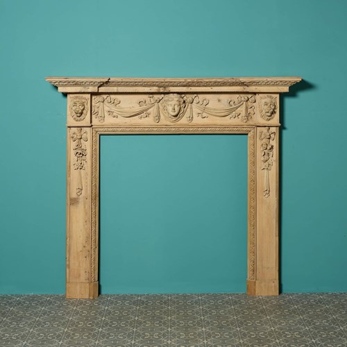 Antique Carved Pine Fire Surround In The Style Of William Kent
