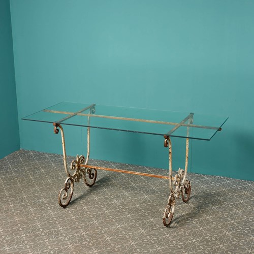 Reclaimed Glass & Wrought Iron Garden Table