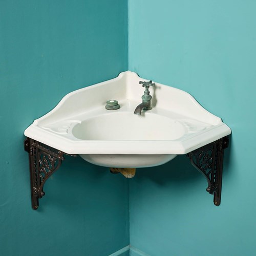 Antique French Porcelain Corner Wash Basin