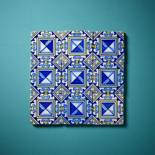 Set Of 9 Reclaimed Spanish Decorative Tiles
