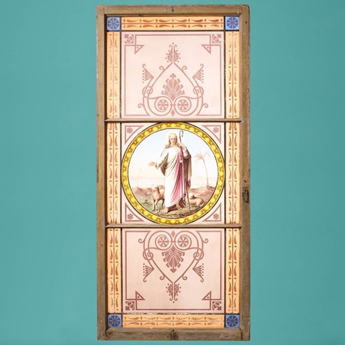 Large Antique Religious Stained Glass Window