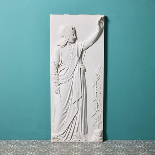 Large Antique Marble Plaque Of A Classical Figure