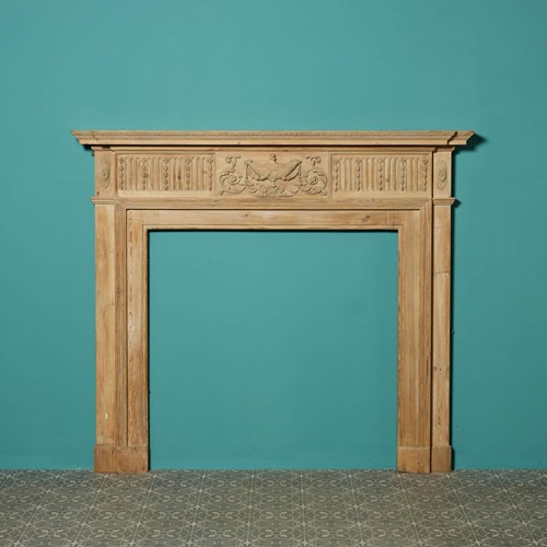 Antique Neoclassical Style Carved Pine Fire Surround