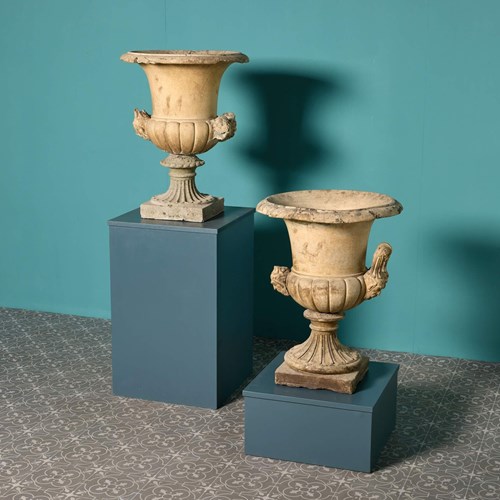 Two Reclaimed Buff Terracotta Garden Urns By Blanchard
