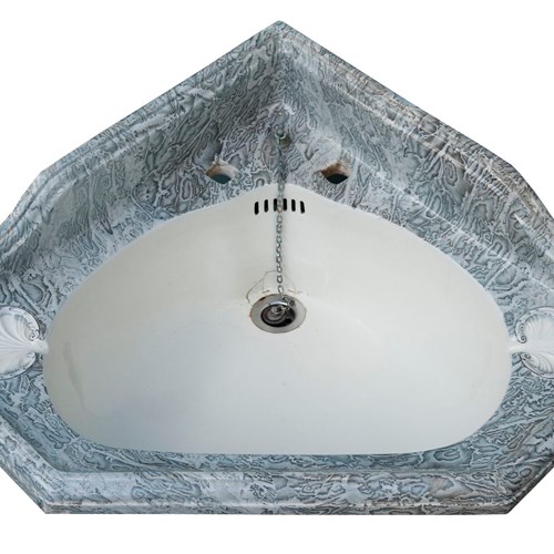 An Antique ‘Johnson Brothers’ Marbleised Corner Basin