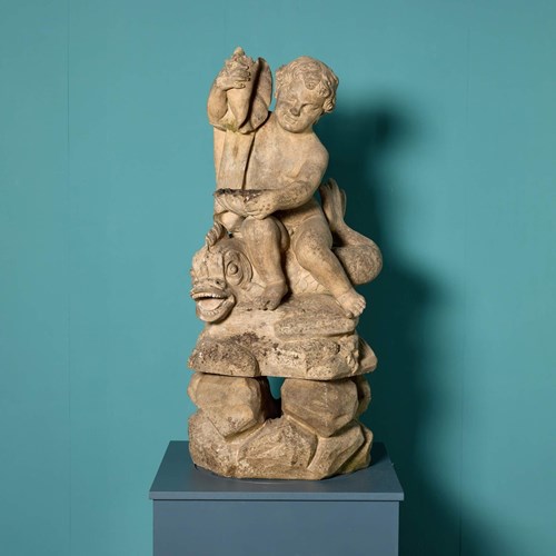 Blanchard Terracotta Fountain Group Of A Boy And Dolphin