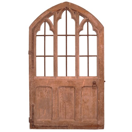 Large Unglazed Gothic Antique Arched Door