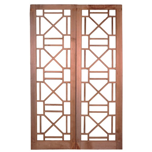 Large Art Deco Double Doors Or Geometric Screen Panels