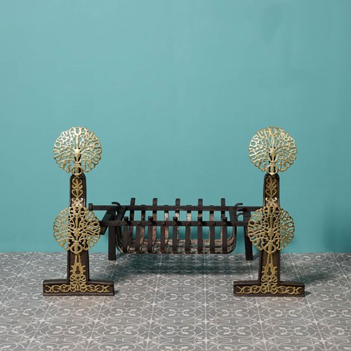 Antique Arts And Crafts Fire Grate