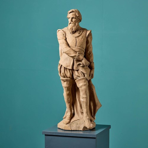 Antique Terracotta Statue Of A Renaissance Figure