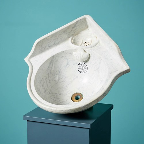 Small Antique Marbleised Corner Basin