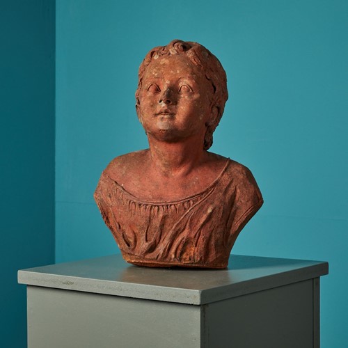 Antique Terracotta Bust Of A Cherub
