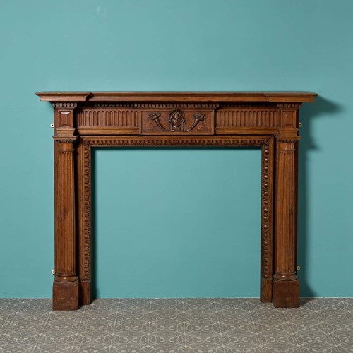 Late 19Th C Georgian Style Carved Oak Fireplace