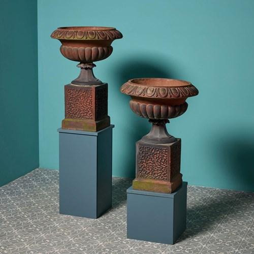Pair Of Victorian Antique Terracotta Garden Urns