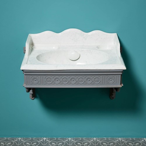Antique Porcelain Marble Effect Sink With Bracket